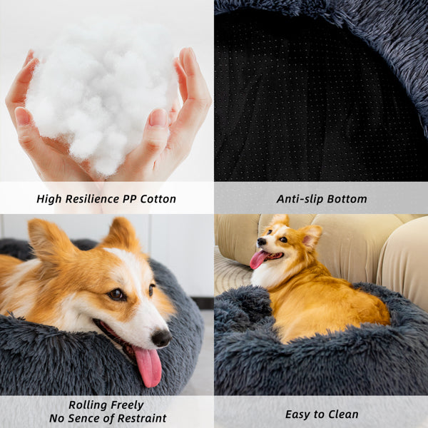 Pet Beds for Cats Dog Bed Washable Anti Anxiety Fluffy Dog Bed